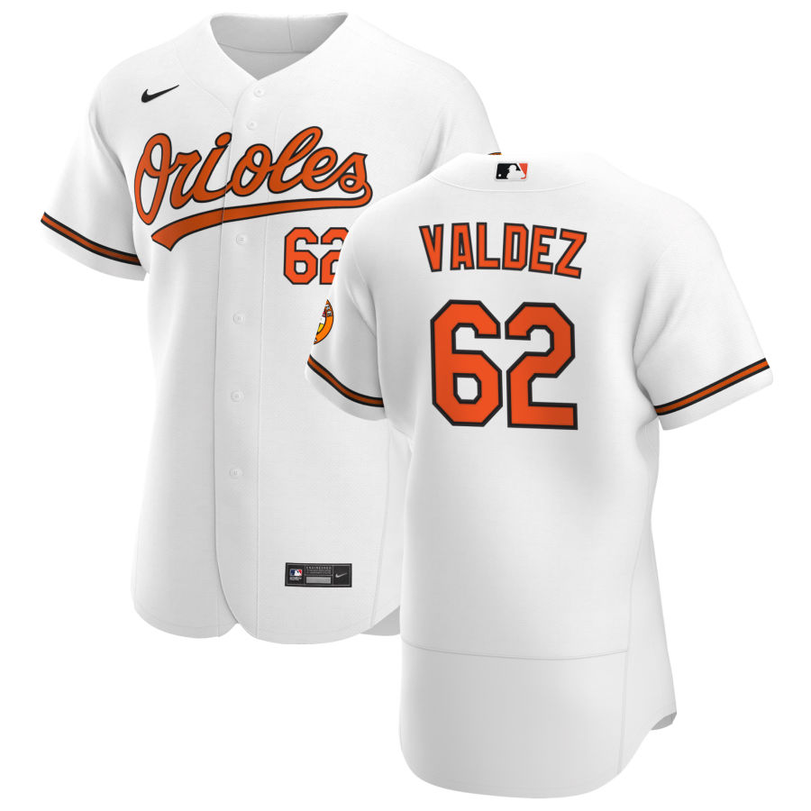Baltimore Orioles 62 Cesar Valdez Men Nike White Home 2020 Authentic Player MLB Jersey